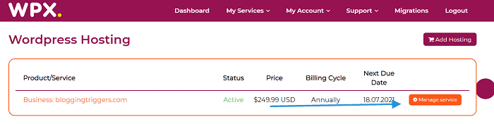 WPX-Hosting-dashboard