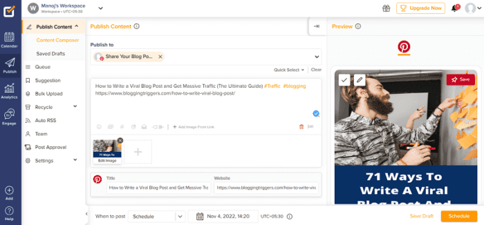 10 Best Pinterest Scheduler Apps to Plan and Automate Your Pins 11 /Social-Champ-Pinterest-Schedule