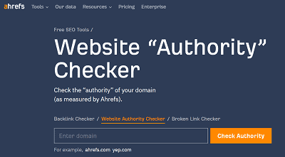 Ahrefs website authority checker