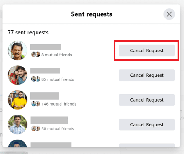 How to Cancel a Sent Friend Request on Facebook 6 Cancel Facebook sent requests