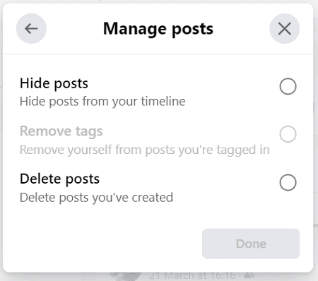 Manage Facebook posts
