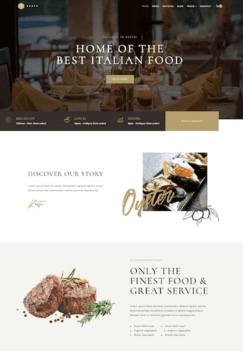 Kadence WP food restaurant theme
