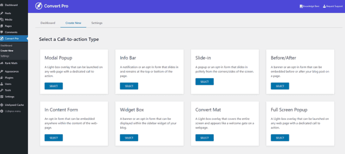 Convert Pro dashboard