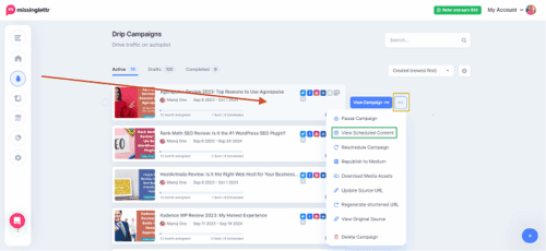 How to Schedule and Manage Your LinkedIn Posts Ahead of Time 11 Manage Missinglettr posts