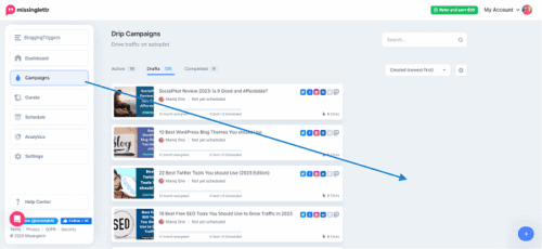 How to Schedule and Manage Your LinkedIn Posts Ahead of Time 9 Missinglettr drip campaign