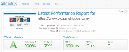 GTmetrix performanc with WP Rocket