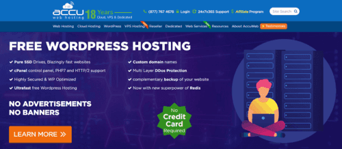 AccuWeb hosting free wordpress hosting