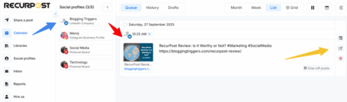 RecurPost calendar RecurPost calendar