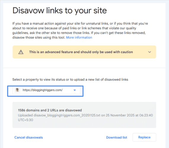 Search Console Disavow Links