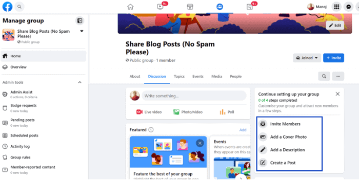 Facebook groups create