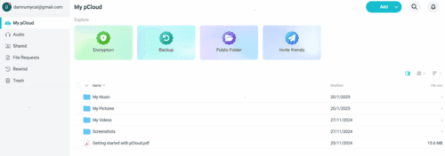 pCloud dashboard pCloud dashboard