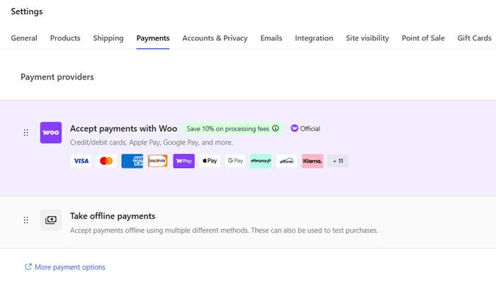 woocommerce payment methods
