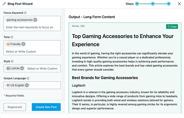 content ai blog post writing